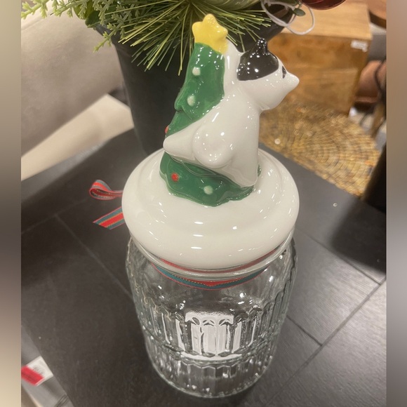Christmas Cat in a Christmas Tree Ceramic Lid Glass Jar Canister NWT - Picture 5 of 7